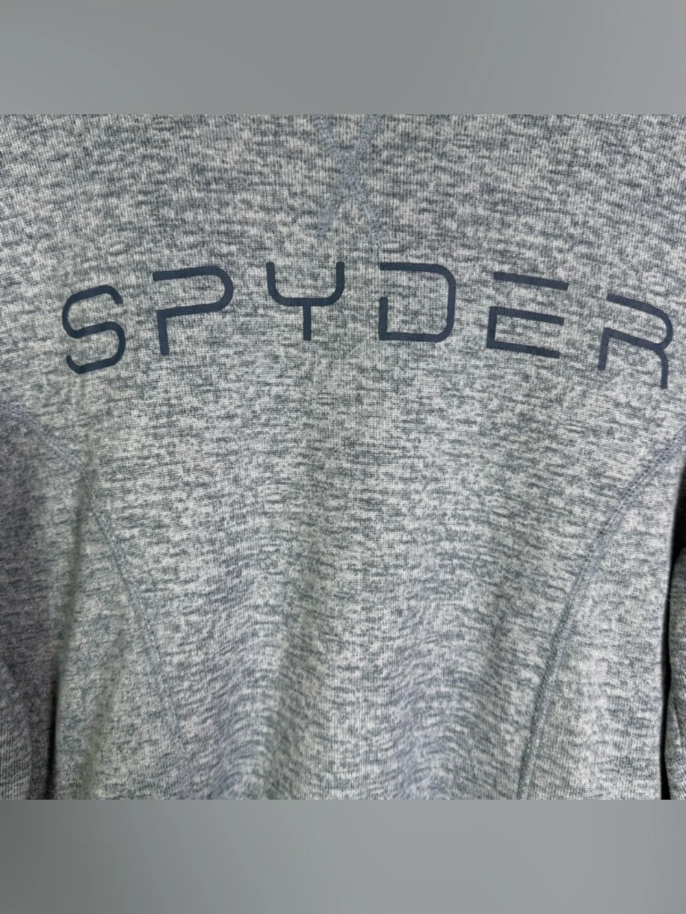 Women’s Spyder Heathered Blue Gray Oversized Sweatshirt Sz L Logo Pullover - Picture 4 of 7